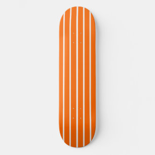 Orange and White Stripes Design Skateboard
