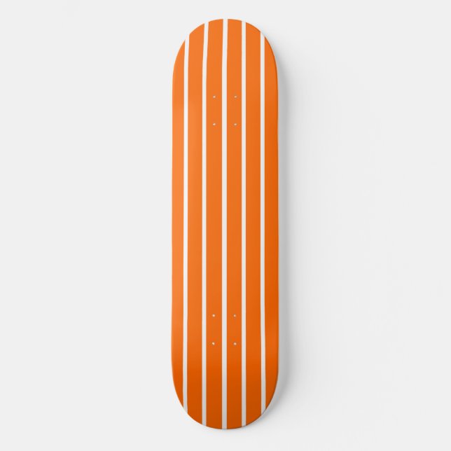 Orange and White Stripes Design Skateboard (Front)