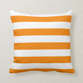 Orange and White Stripes Throw Pillow