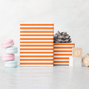 Orange and White Stripes Wrapping Paper
