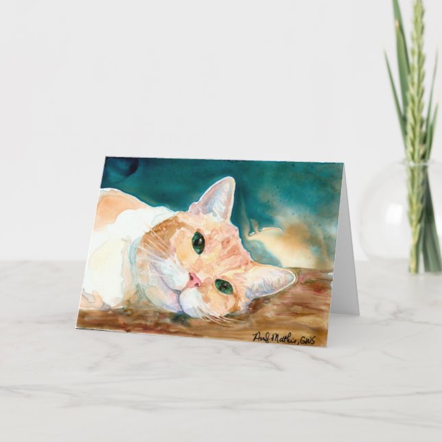 Orange and White Tabby Greeting Card (Front)