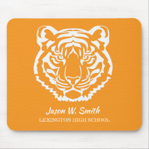 Orange and White Tigers Logo School Mascot Mouse Pad
