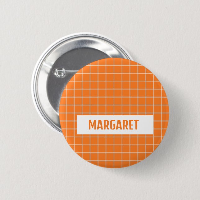 Orange and white tile blocks custom 2 inch round button (Front & Back)