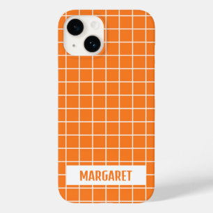 Orange and white tile blocks custom Case-Mate iPhone 14 case