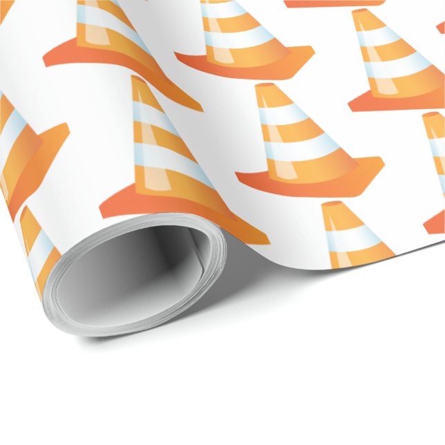 Orange and White Traffic Marker Construction Work Wrapping Paper (Roll Corner)