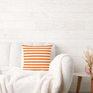 Orange and White Vintage Stripes Throw Pillow