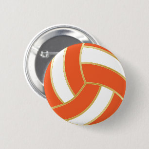 Orange and White Volleyball 2 Inch Round Button