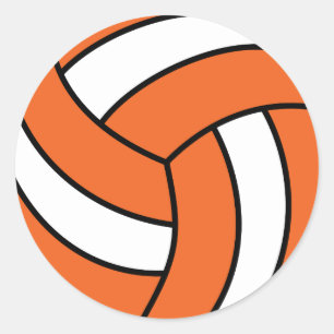 Orange and White Volleyball Classic Round Sticker