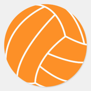 Orange and White Volleyball Classic Round Sticker