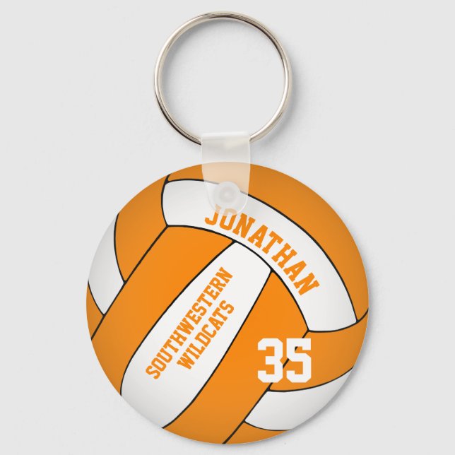 orange and white volleyball team colours boys keychain (Front)