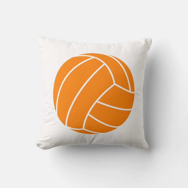 Orange and White Volleyball Throw Pillow (Front)