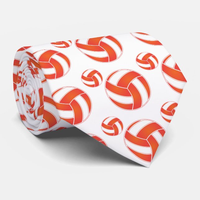 Orange and White 🏐 Volleyball Tie (Rolled)
