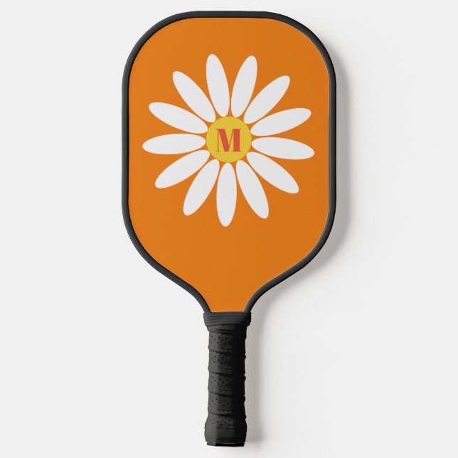 Orange and White with Initial Pickleball Paddle (Back)
