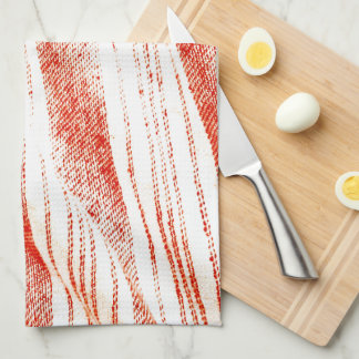 Orange and White Woven Fouta Textile Kitchen Towel