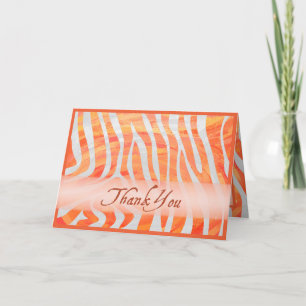 Orange and White Zebra Pattern Thank You Card