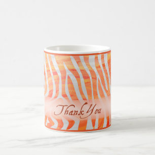Orange and White Zebra Pattern Thank You Coffee Mug