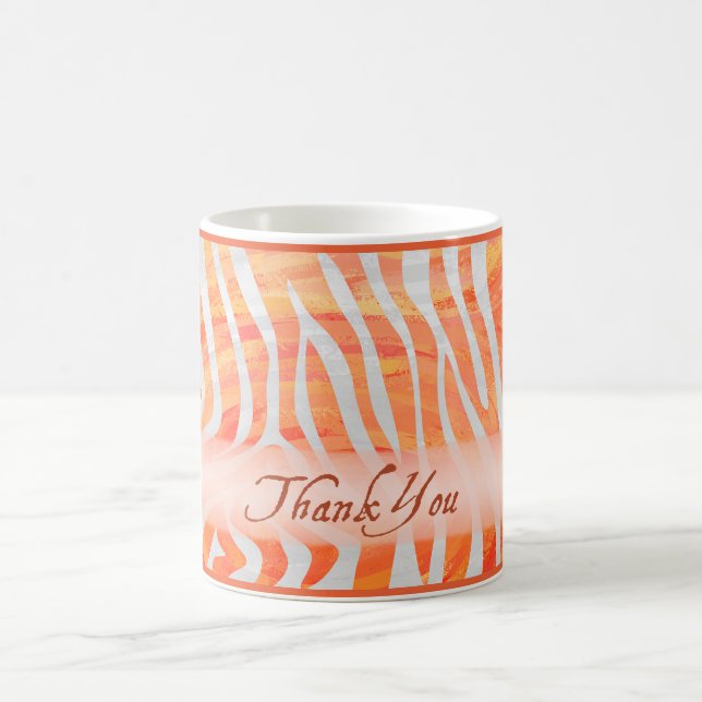 Orange and White Zebra Pattern Thank You Coffee Mug (Center)