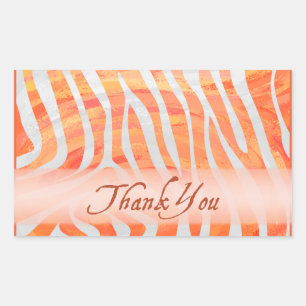 Orange and White Zebra Pattern Thank You Sticker