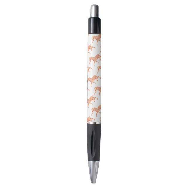 Orange and White Zebra Silhouette Pen (Front Vertical)