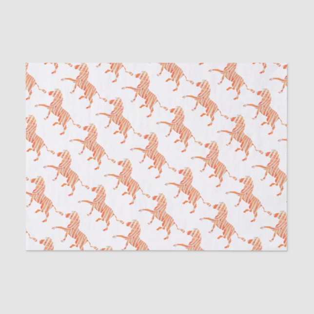 Orange and White Zebra Silhouette Tissue Paper (Front)