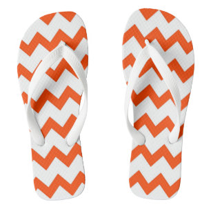 Orange and white zigzag chevron design pastel flip flops
