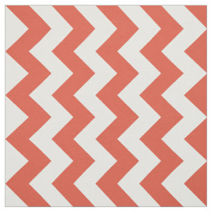 Orange and White Zigzag Geometric Fabric