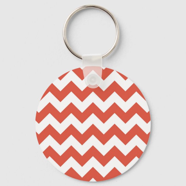 Orange and White Zigzag Keychain (Front)