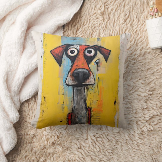 Orange and Yellow Abstract Dog Throw Pillow (Blanket)