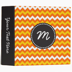 Orange and Yellow Chevron Pattern Custom Monogram Binder