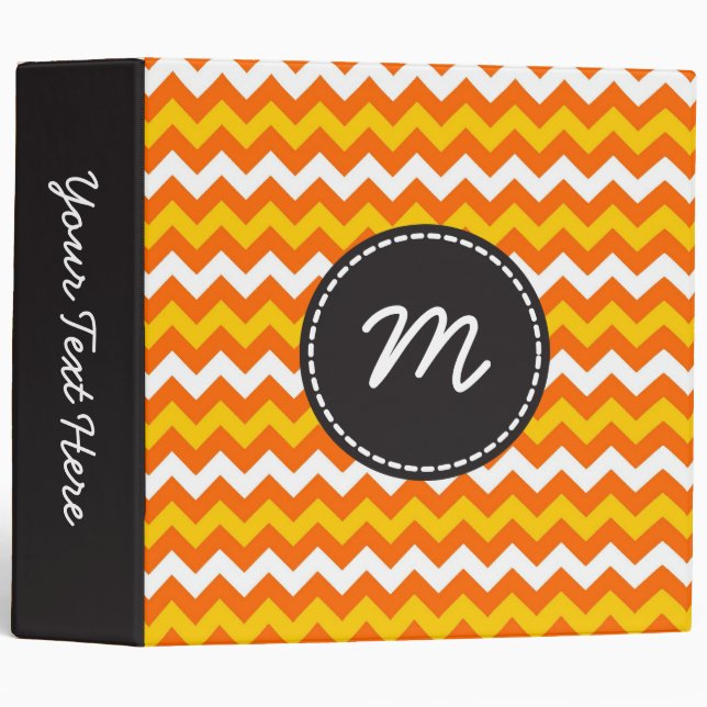 Orange and Yellow Chevron Pattern Custom Monogram Binder (Front/Spine)