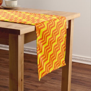 Orange and Yellow Chevron Pattern Design Short Table Runner