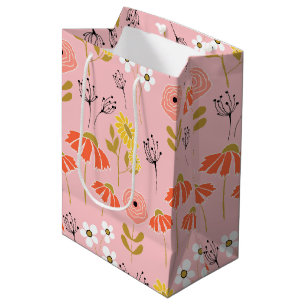 Orange and Yellow Doodle Flower Medium Gift Bag