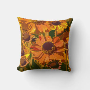 Orange and yellow echinacea flower throw pillow