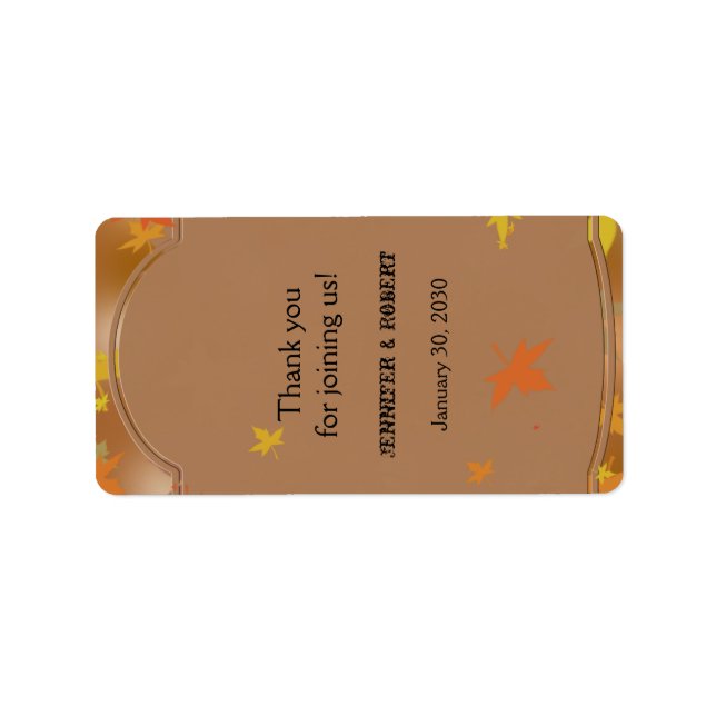 Orange and Yellow Fall Wedding Lip Balm Label (Front)
