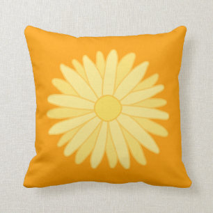 Orange and Yellow Floral Design. Throw Pillow