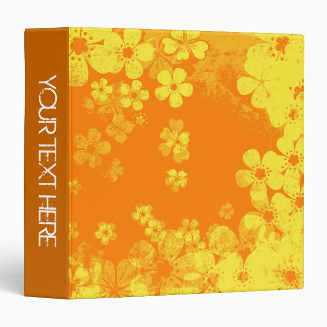 Orange and yellow floral pattern and modern design binder (Front/Spine)