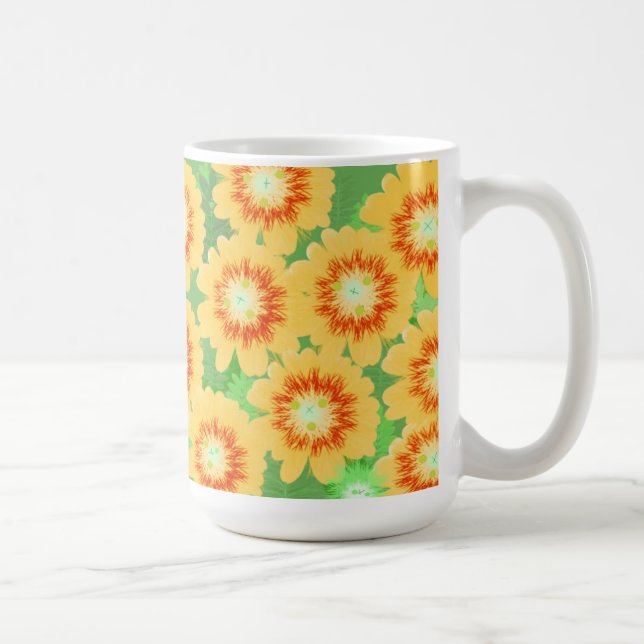 Orange and Yellow Floral Pattern Coffee Mug (Right)