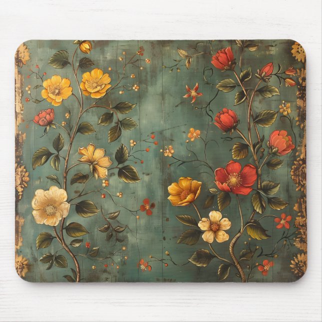Orange and Yellow Flowers Mouse Pad (Front)