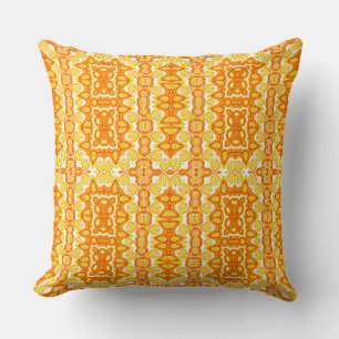 Orange and Yellow Geometric Pattern Throw Pillow