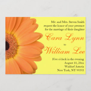 Orange and Yellow Gerber Daisy Wedding Invitations