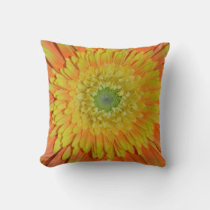 Orange and yellow gerber flower throw pillow