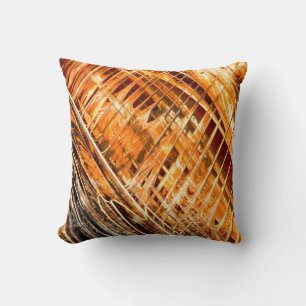 Orange and Yellow Lined Abstract Throw Pillow
