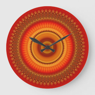 Orange and Yellow Mandala  Large Clock