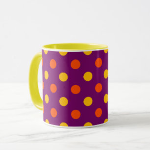 Orange and Yellow Polka Dots Purple Mug