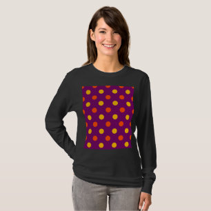 Orange and Yellow Polka Dots Purple  T-Shirt