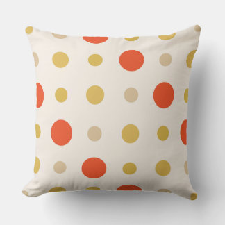 Orange and yellow polka dots throw pillow