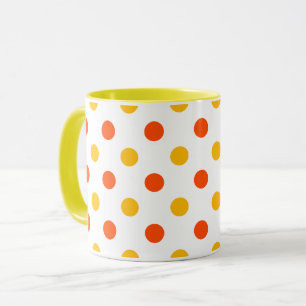 Orange and Yellow Polka Dots White Mug