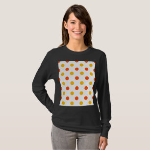 Orange and Yellow Polka Dots White  T-Shirt