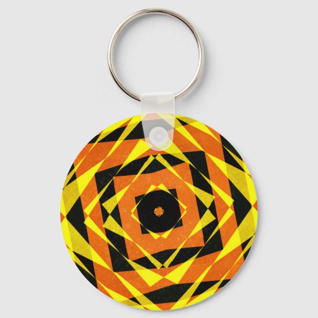 Orange and yellow striped diamond pattern keychain (Front)