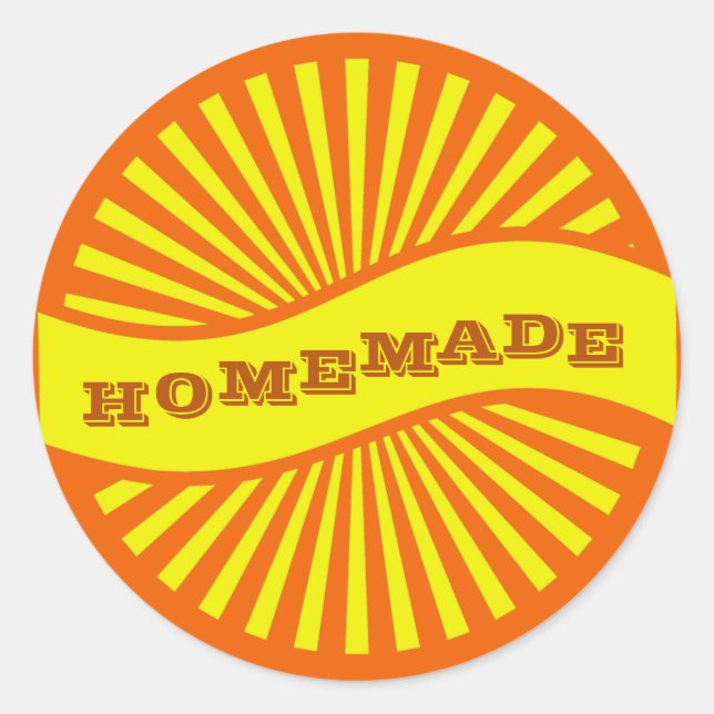 Orange and Yellow Sunburst Banner Homemade Label (Front)